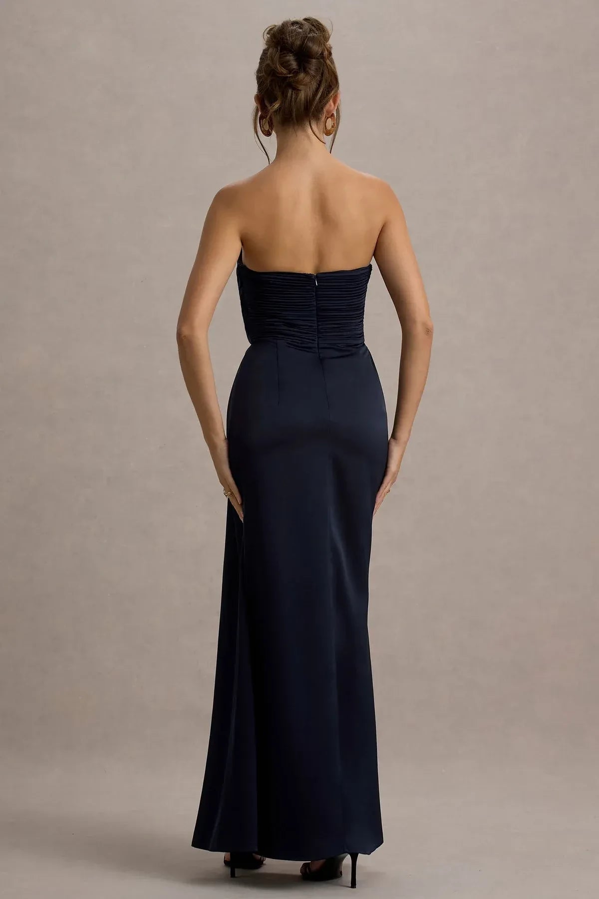 Gorgeous Mermaid Sweetheart Neck Sleeveless Draped Side High Slit Floor Length Evening Dress