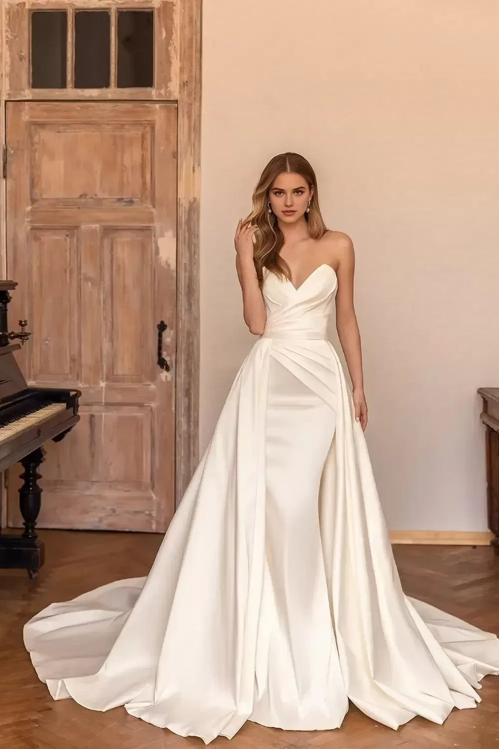 Gorgeous Mermaid Sweetheart Sleeveless Open Back Long Length Wedding Dress