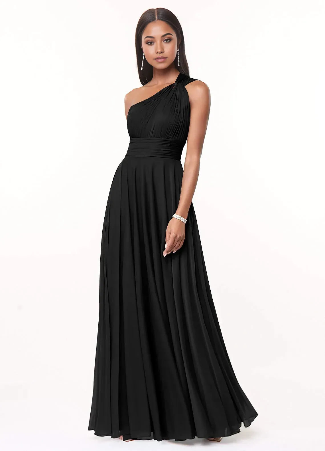 Gorgeous One Shoulder Sleeveless Cut Out Back Floor Length Bridesmaid Dress