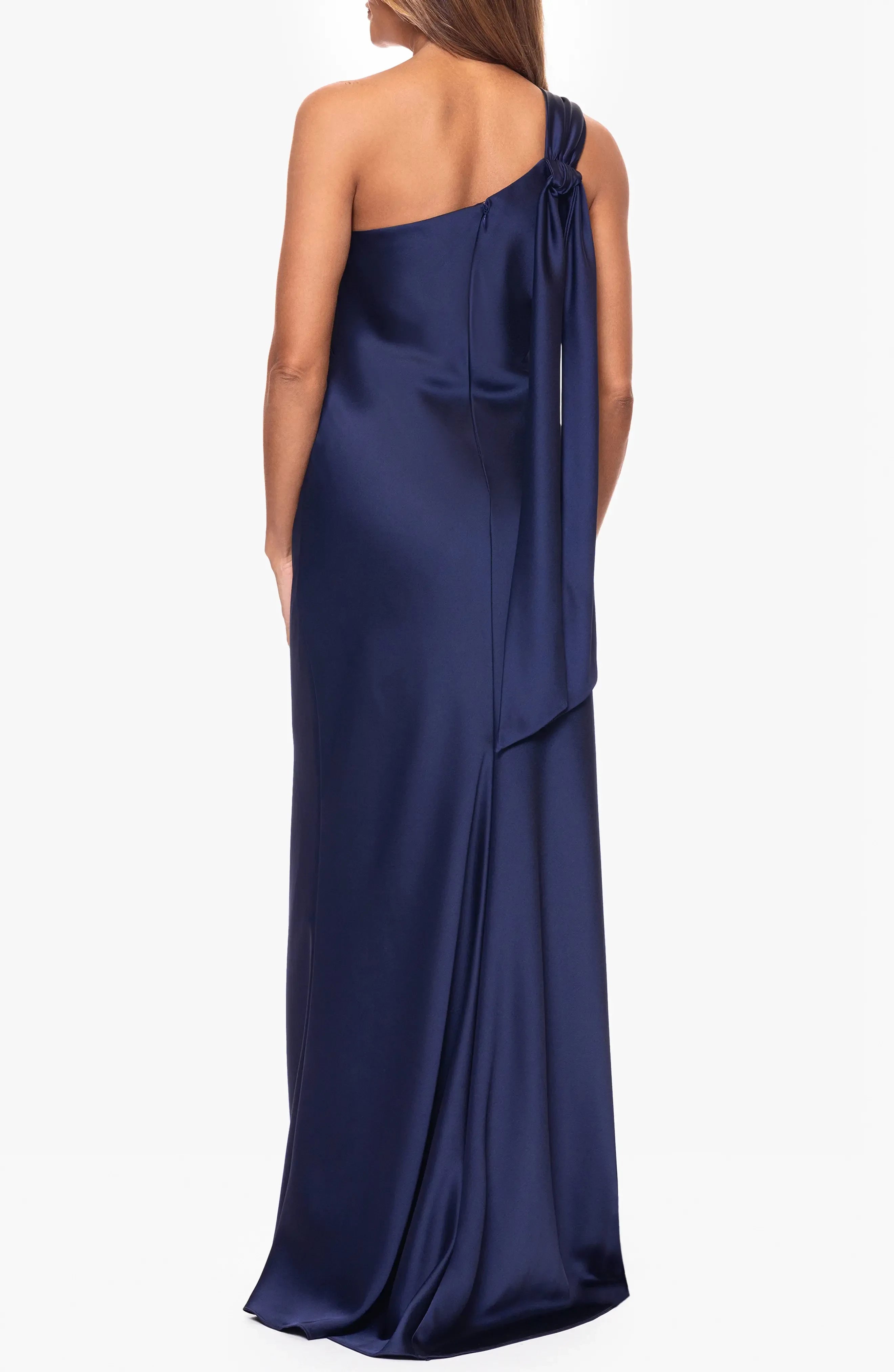 Gorgeous One Shoulder Sleeveless Drape Back Floor Length Evening Dress