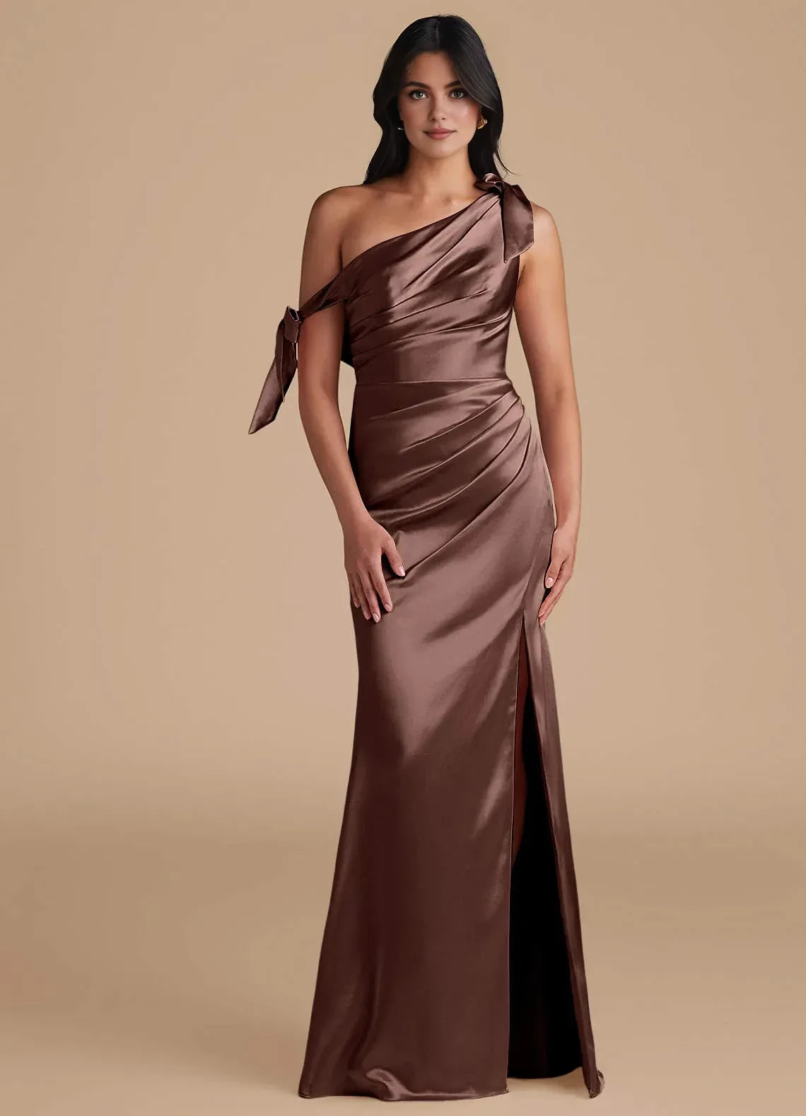 Gorgeous One Shoulder Sleeveless Zipper Back Floor Length Bridesmaid Dress