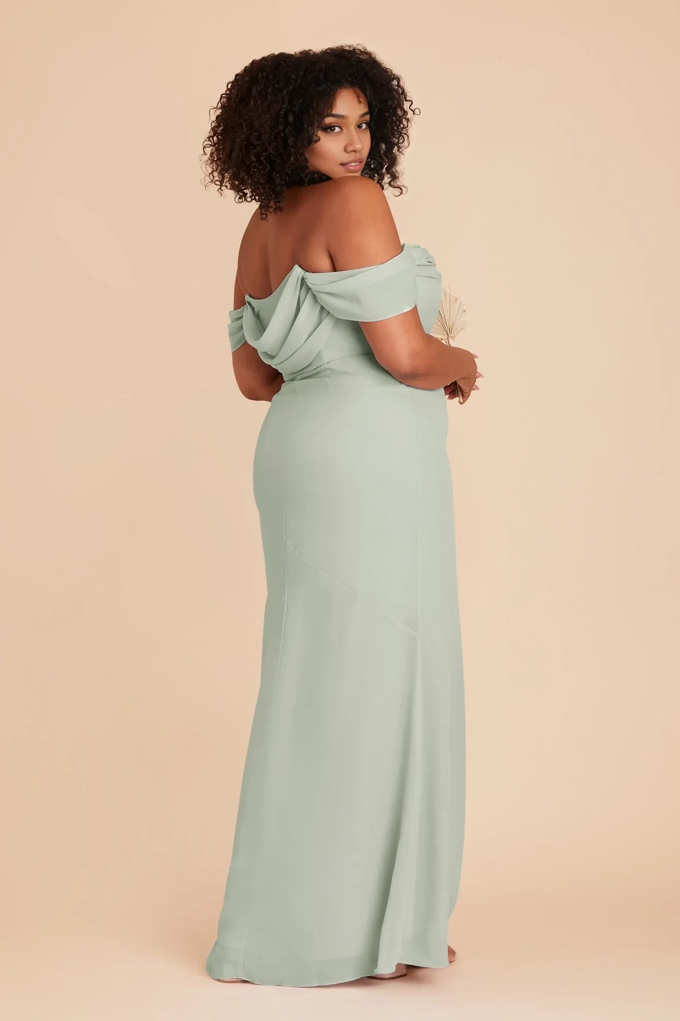 Gorgeous Plus Size Sheath Cowl Neck Spaghetti Strap Open Back Floor Length Bridesmaid Dress