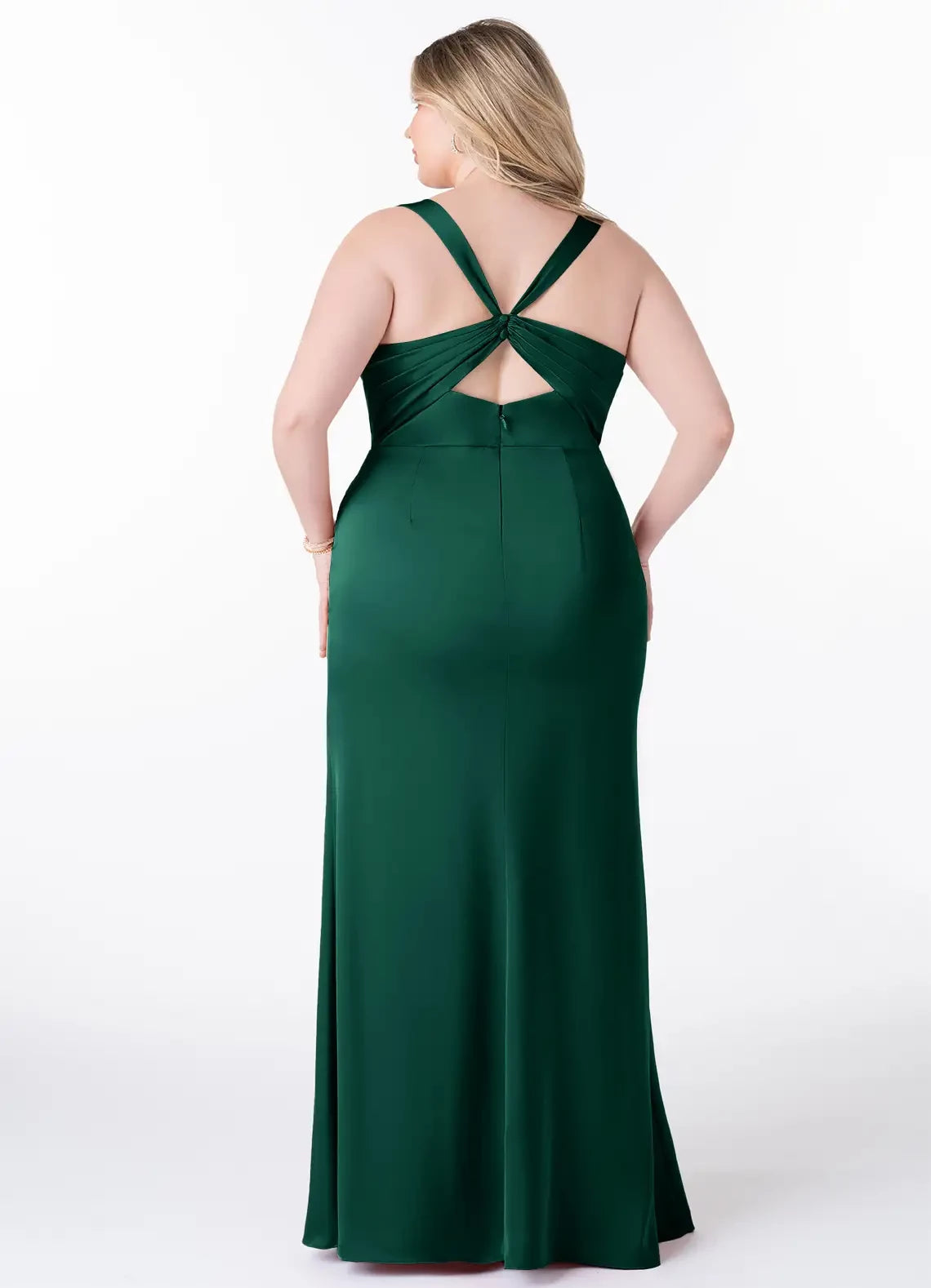 Gorgeous Plus Size Sheath Square Neck Sleeveless Twist Back Floor Length Bridesmaid Dress