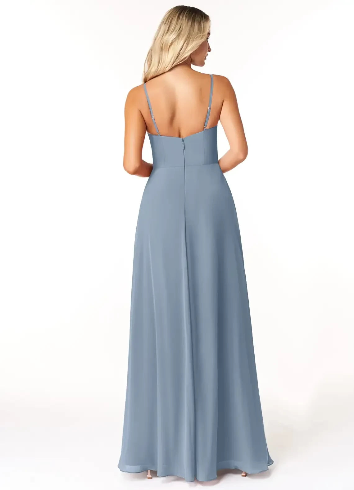 Gorgeous Scoop Neck Sleeveless Zipper Back Floor Length Bridesmaid Dress