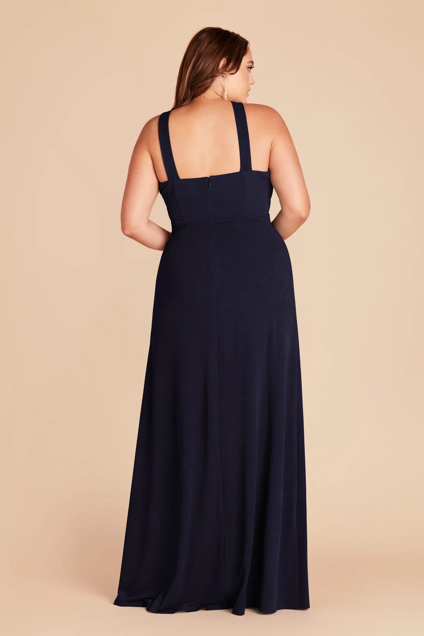 Gorgeous Sheath Halter Neck Sleeveless Zip Back Floor Length Plus Size Bridesmaid Dress