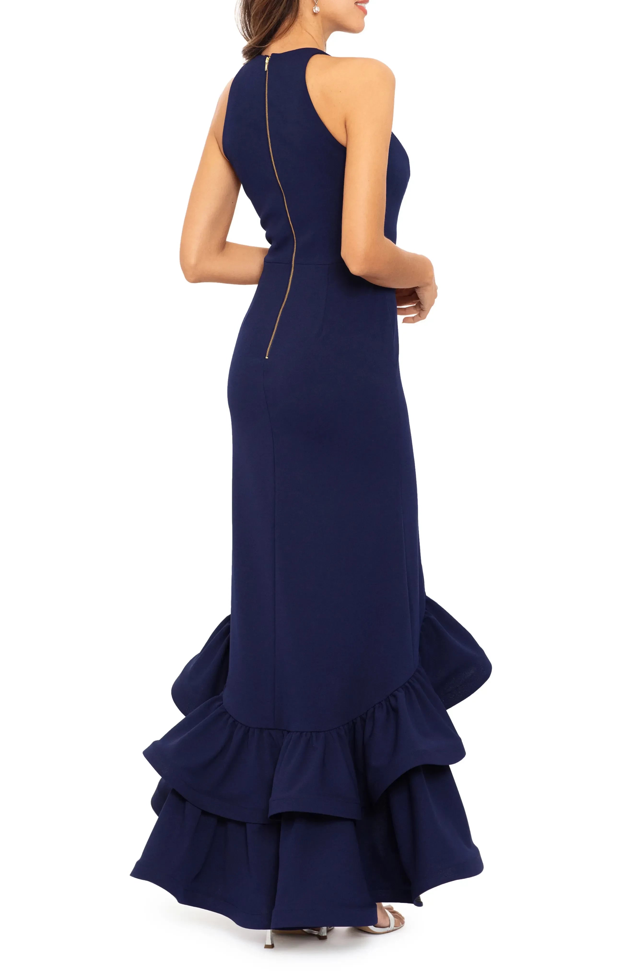 Gorgeous Sheath High Neck Sleeveless Zipper Back High Low Evening Dress