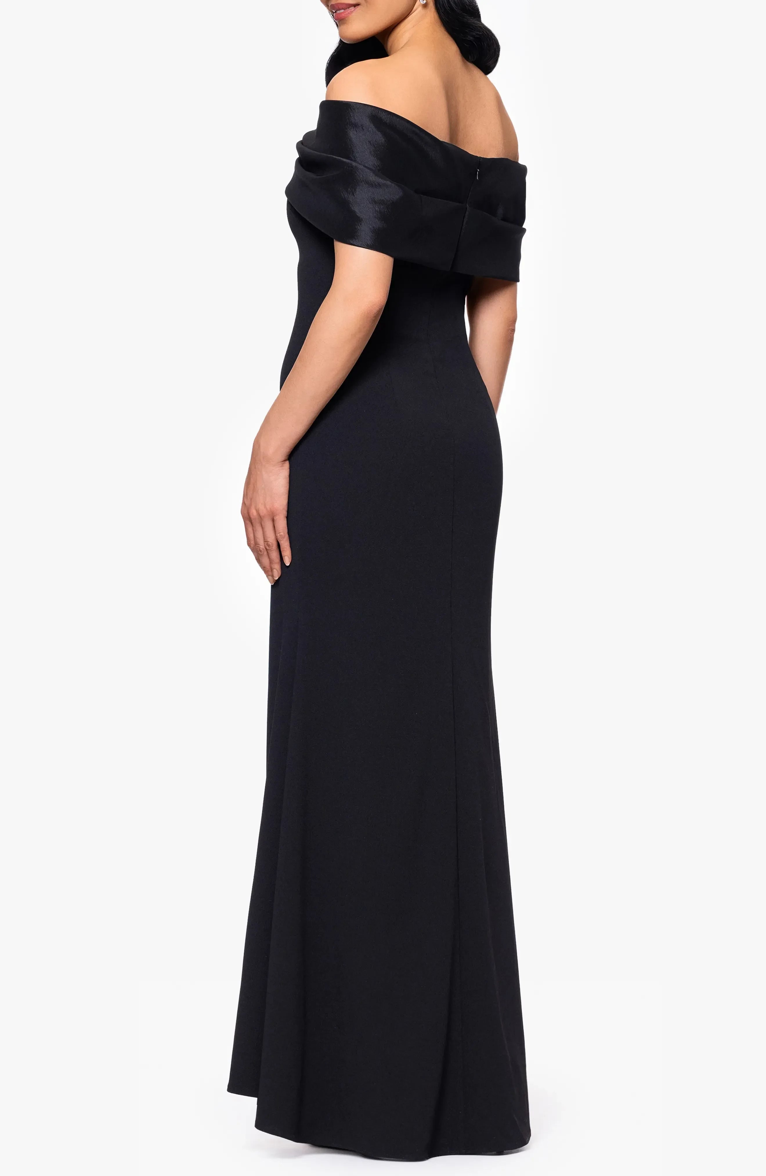 Gorgeous Sheath Off The Shoulder Short Sleeve Open Back Floor Length Evening Dress