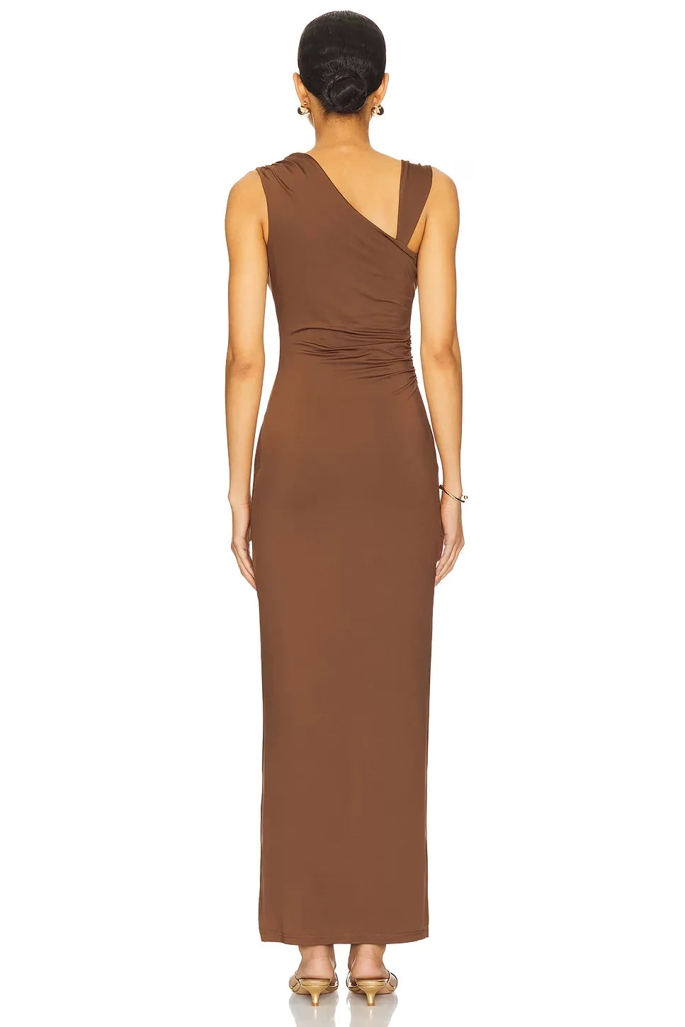 Alluring Sheath One Shoulder Sleeveless Ruched Back Floor Length Evening Dress