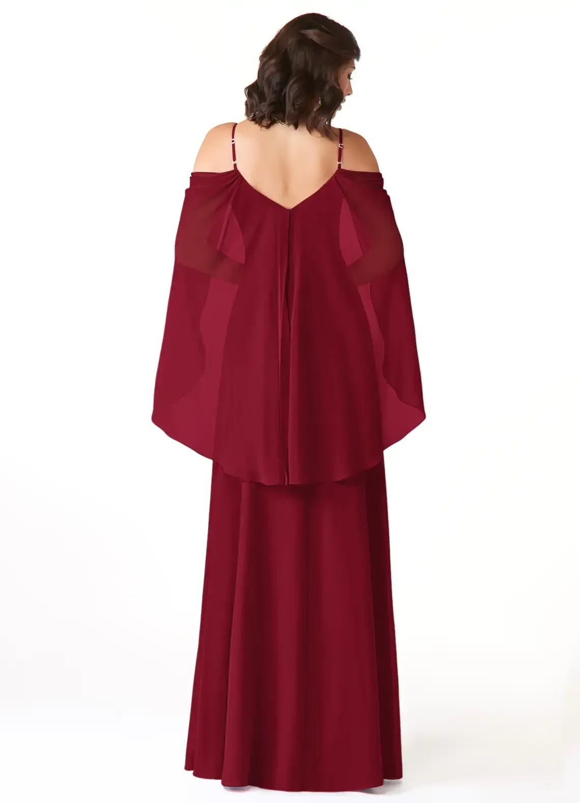 Gorgeous Sheath Sweetheart Neck Cape Sleeve V Back Floor Length Bridesmaid Dress