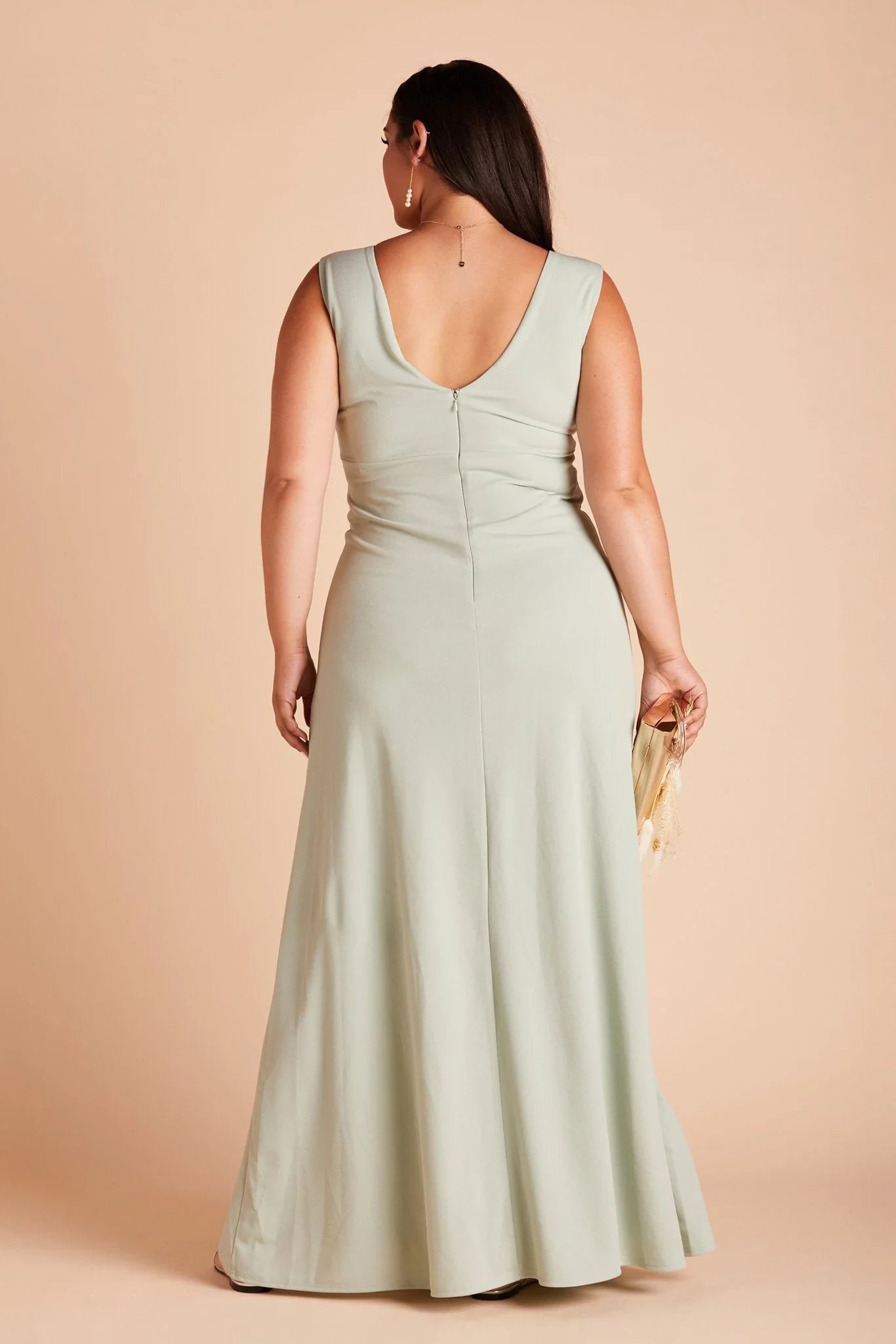 Gorgeous Sheath V Neck Sleeveless Zip Back Floor Length Plus Size Bridesmaid Dress