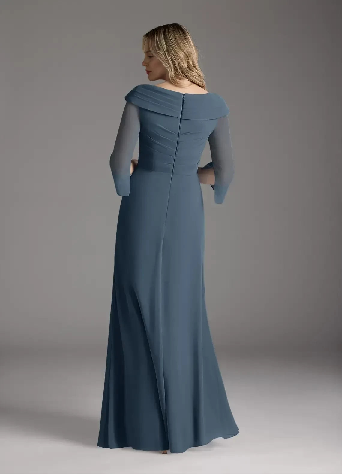 Gorgeous Sheath V Neck Three Quarter Sleeve Zipper Back Floor Length Mother of the Bride Dress