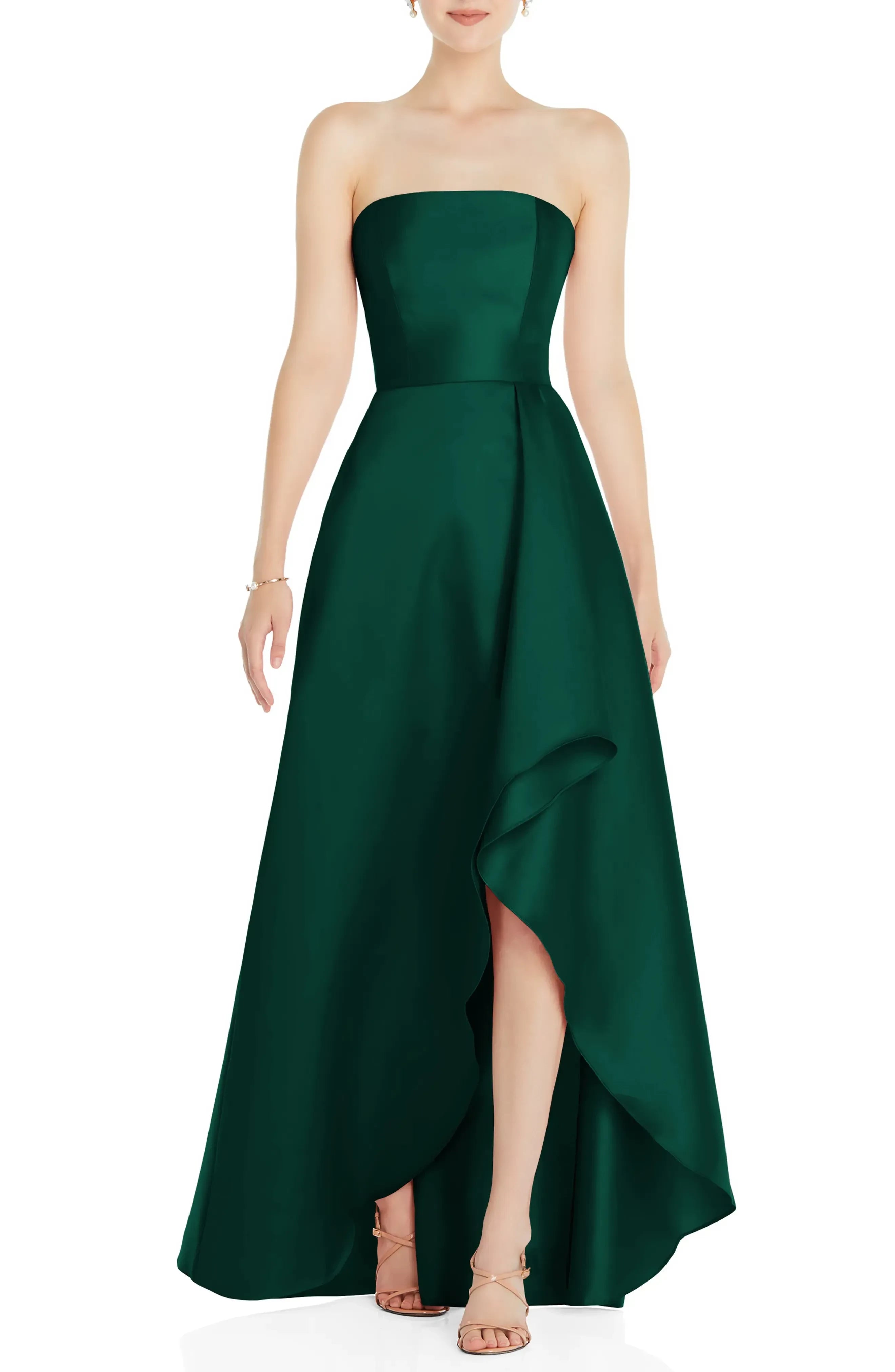 Gorgeous Strapless Sleeveless Open Back High Low Evening Dress