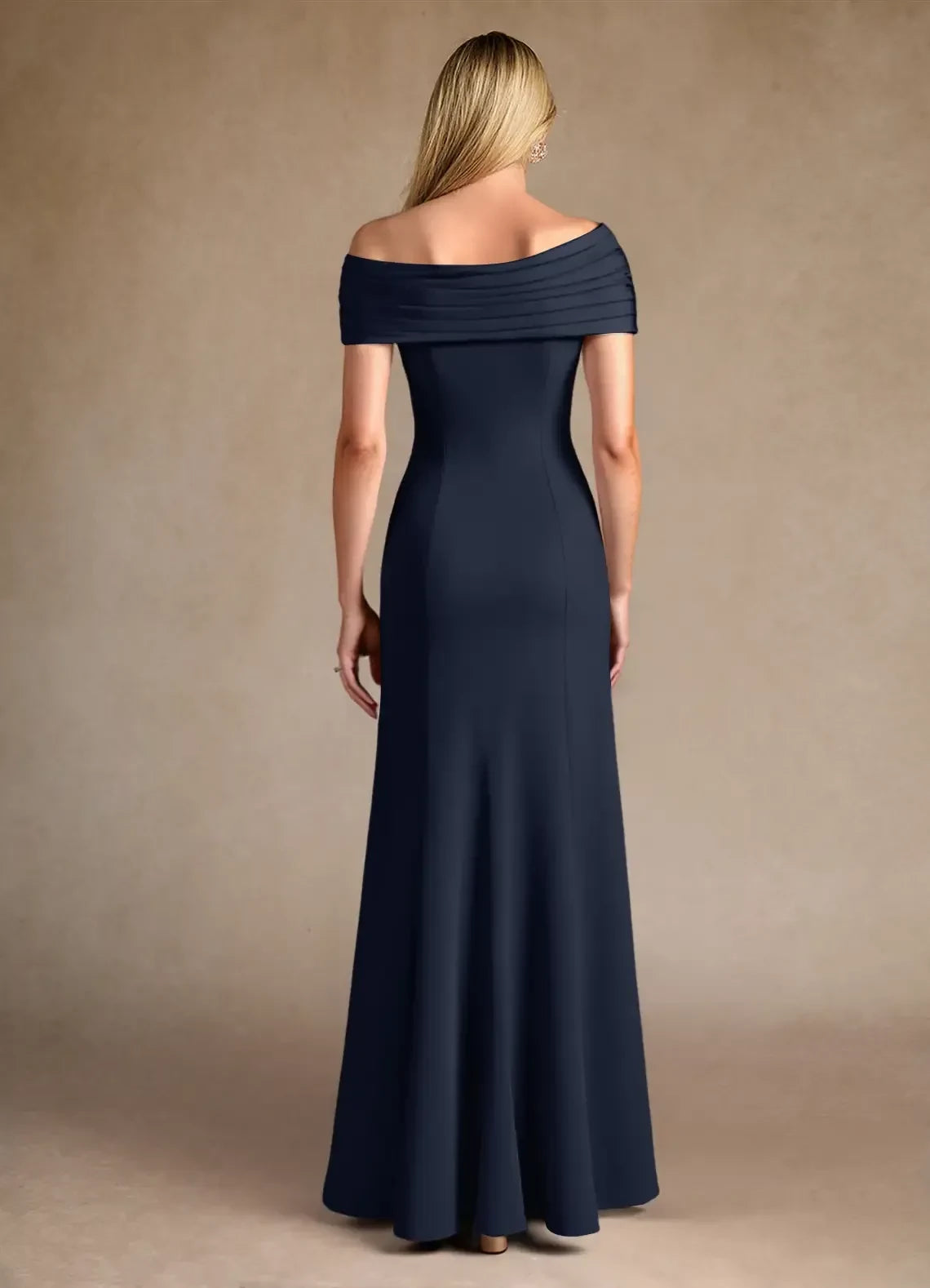 Gorgeous Trumpet Off Shoulder Short Sleeve Zipper Back Floor Length Mother of the Bride Dress