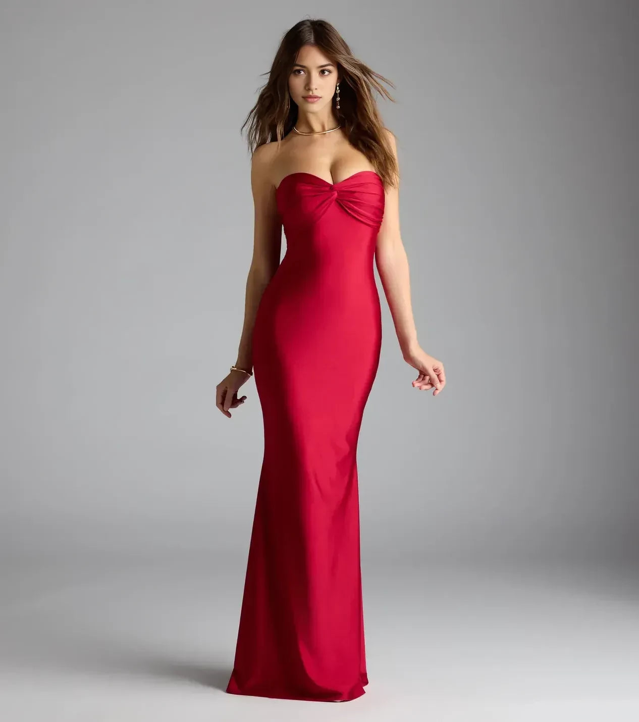 Gorgeous Trumpet Strapless Sleeveless Bow Back Floor Length Prom Dress