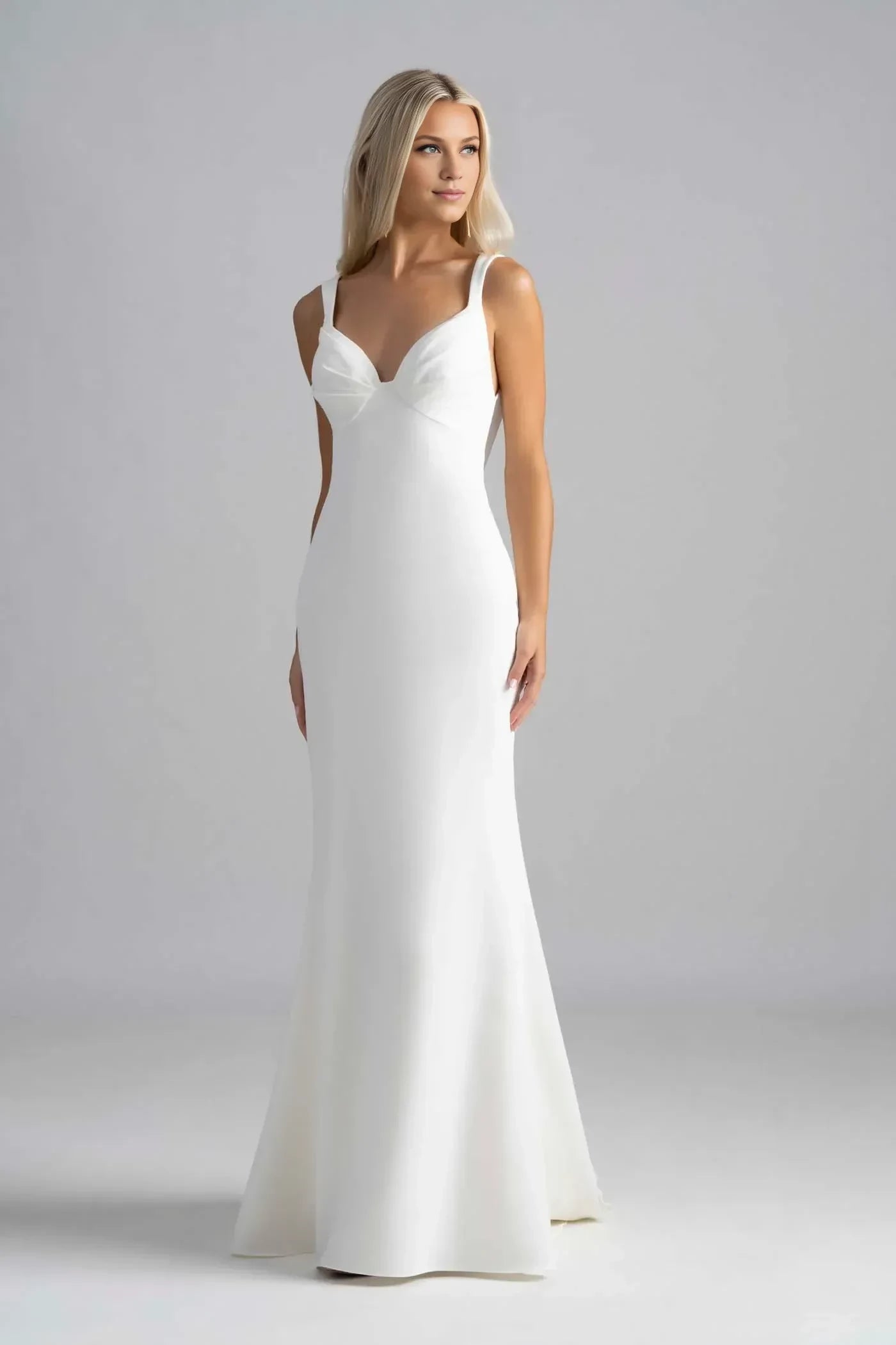 Gorgeous Trumpet Sweetheart Neckline Sleeveless Cowl Back Floor Length Wedding Dress