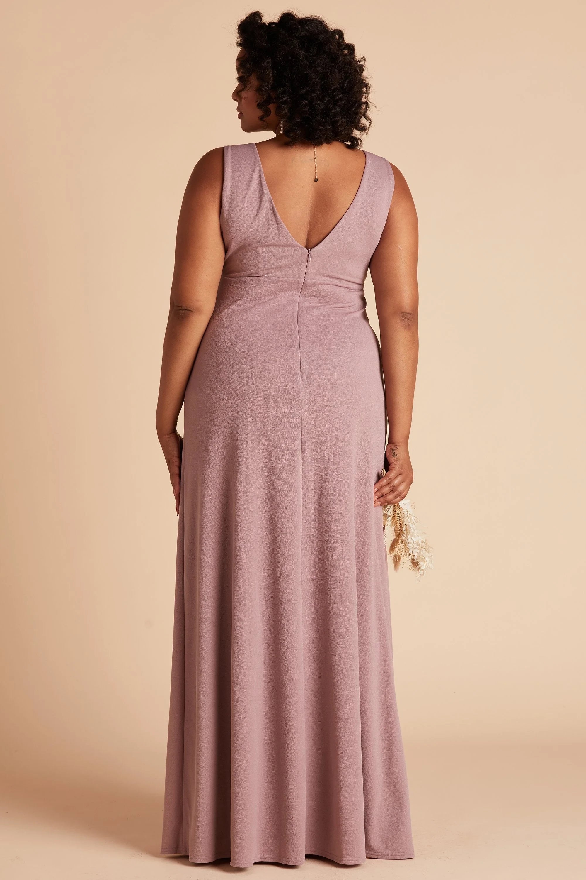 Gorgeous V Neck Sleeveless Open Back Plus Size Floor Length  Bridesmaid Dress