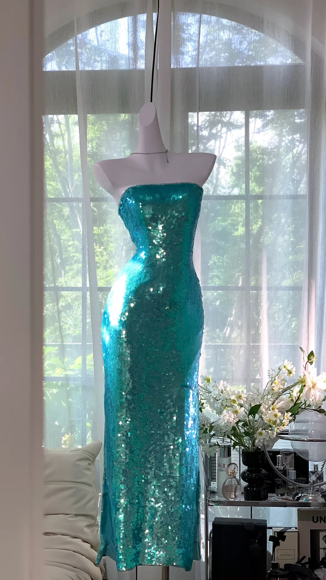 Gorgeous Glittering Green Strapless Sheath Prom Dress Party Dress Cocktail Dress Homecoming Dress Evening Dress
