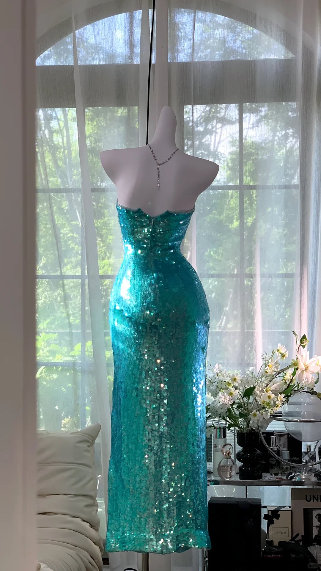 Gorgeous Glittering Green Strapless Sheath Prom Dress Party Dress Cocktail Dress Homecoming Dress Evening Dress
