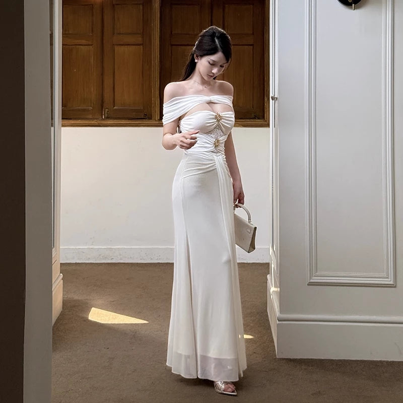 Gorgeous Ivory Off-the-shoulder Sweetheart Applique Beaded Mermaid Long Prom Dress Party Dress Cocktail Dress Homecoming Dress Evening Dress