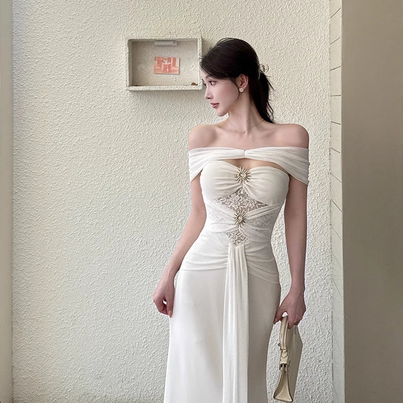 Gorgeous Ivory Off-the-shoulder Sweetheart Applique Beaded Mermaid Long Prom Dress Party Dress Cocktail Dress Homecoming Dress Evening Dress