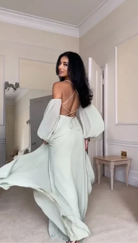 Gorgeous Light Blue Off The Shoulder A-Line Backless Elegant Long Prom Dress Cocktail Dress Homecoming Dress Evening Dress Party Dress