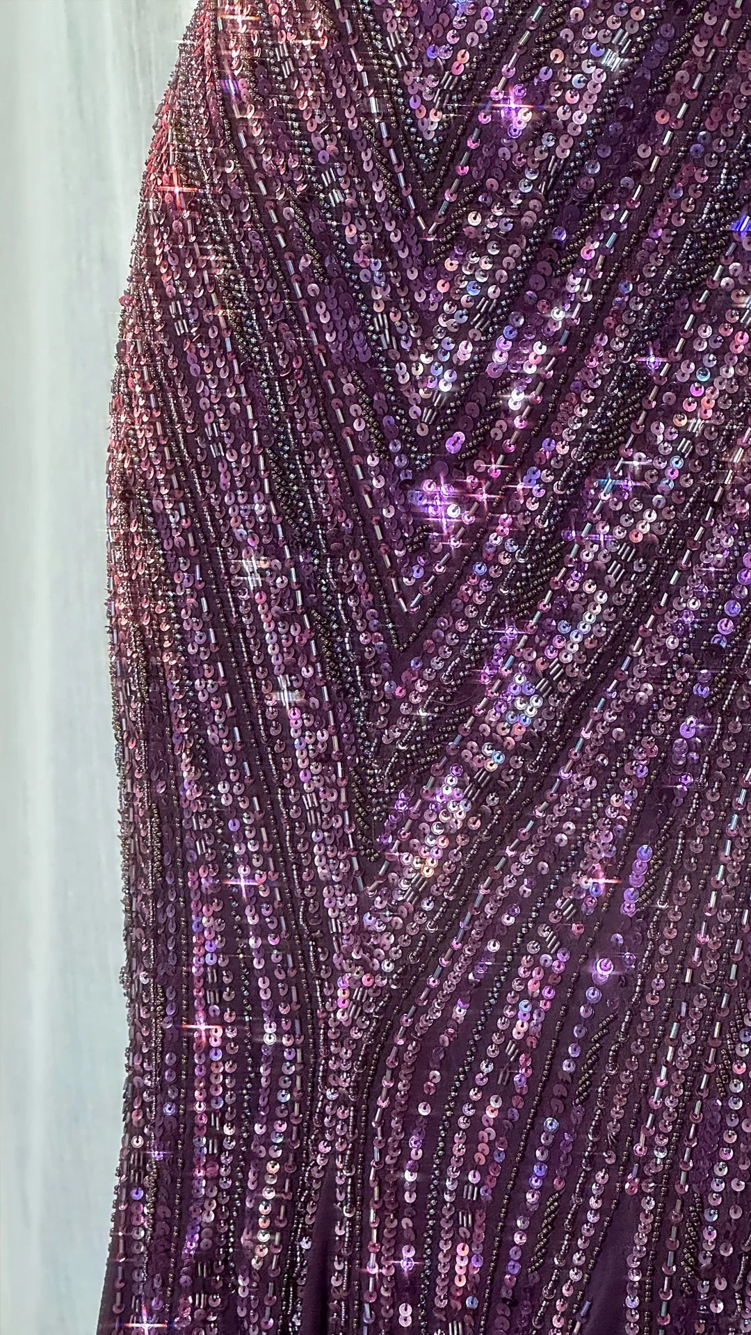 Gorgeous Purple Beaded Sequin V-neck Mermaid Elegant Chiffon Prom Dress Party Dress Cocktail Dress Homecoming Dress Evening Dress