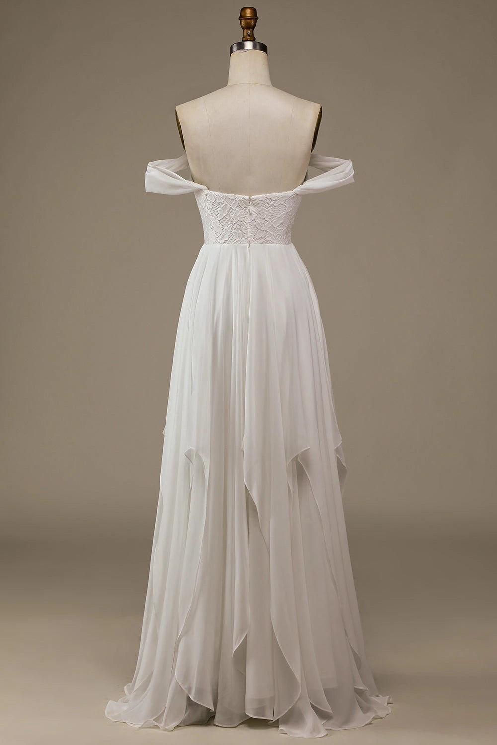 Graceful A Line Sweetheart Off Shoulder Zipper Back Maxi Wedding Dress