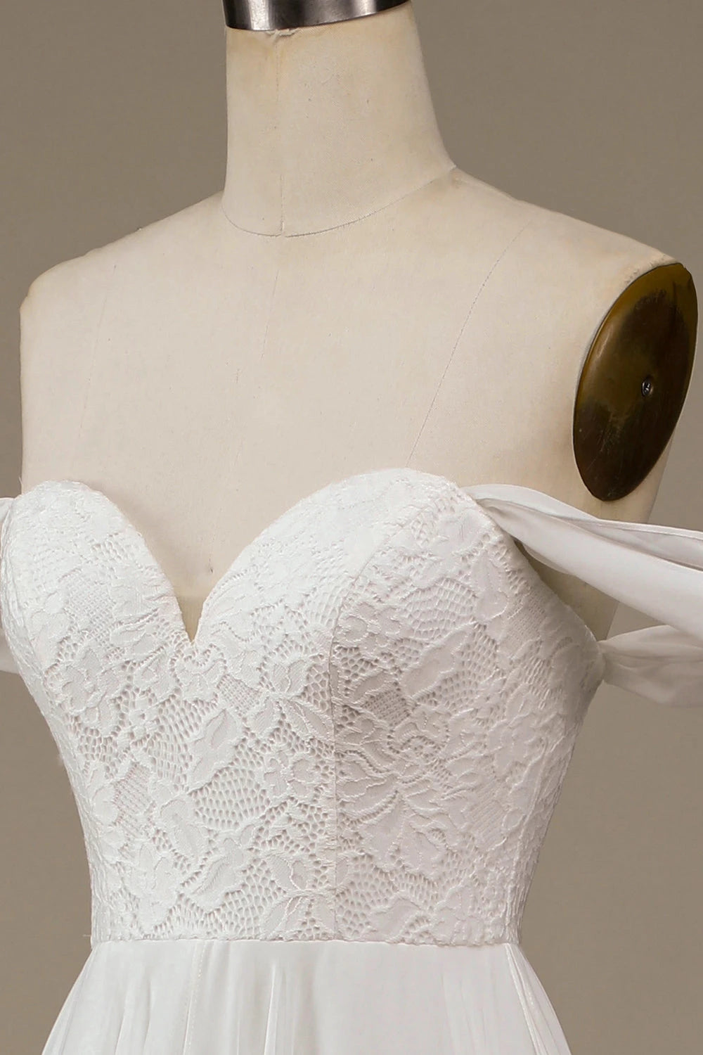 Graceful A Line Sweetheart Off Shoulder Zipper Back Maxi Wedding Dress