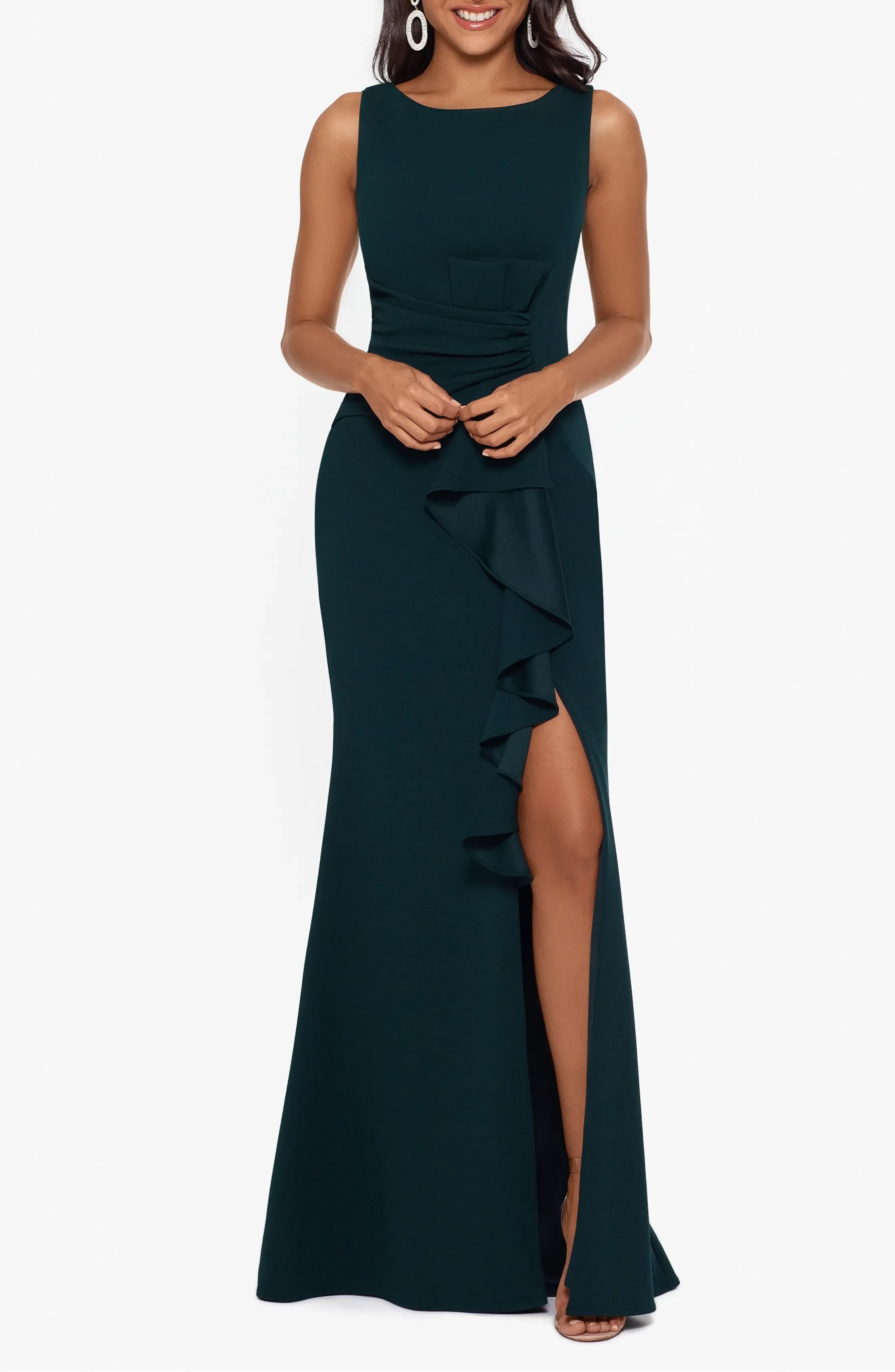 Graceful Mermaid Boat Neck Sleeveless V Back Floor Length Evening Dress