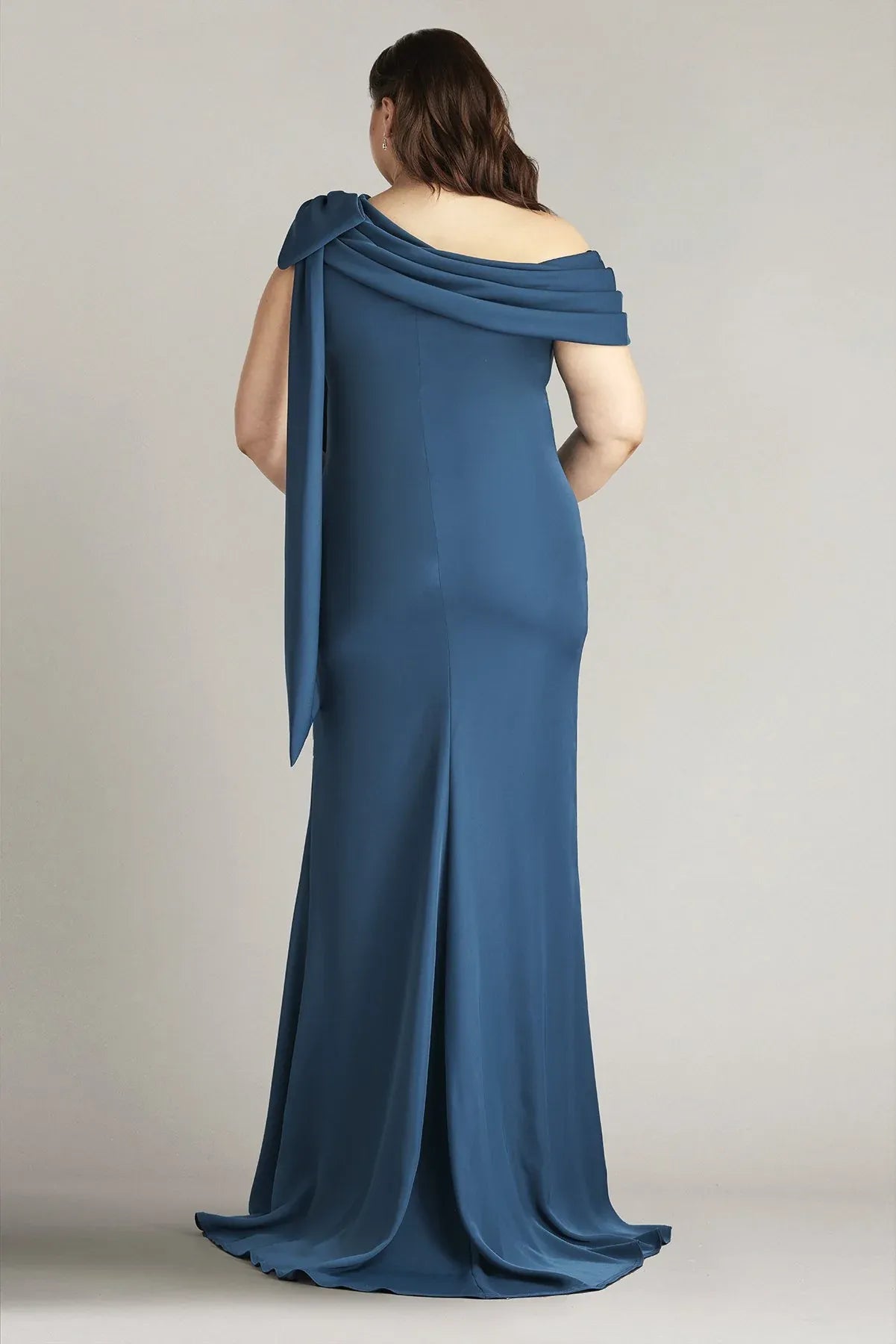 Graceful Mermaid One Shoulder Sleeveless Draped Back Floor Length Plus Size Evening Dress