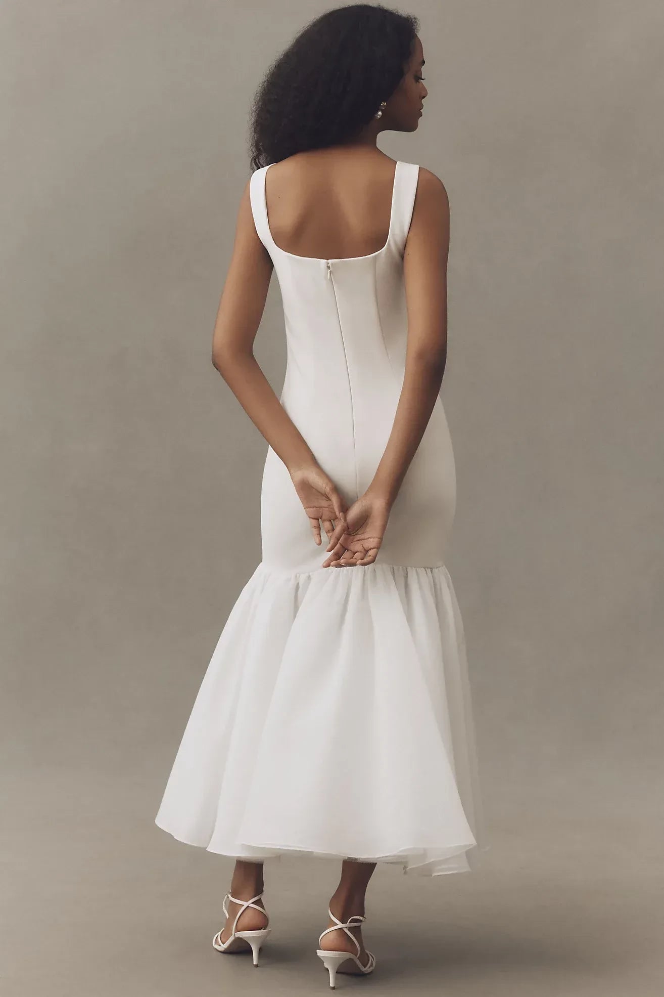 Graceful Mermaid Square Neck Sleeveless Zipper Back Floor Length Evening Dress