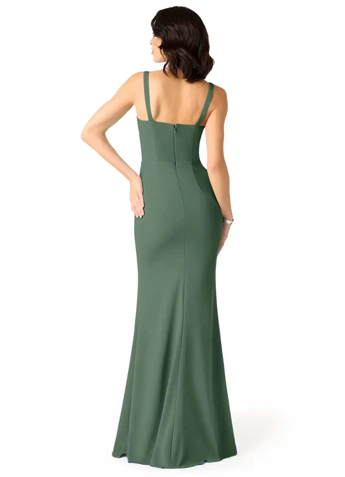 Graceful Mermaid Square Neck Spaghetti Strap Zipper Back Floor Length Bridesmaid Dress