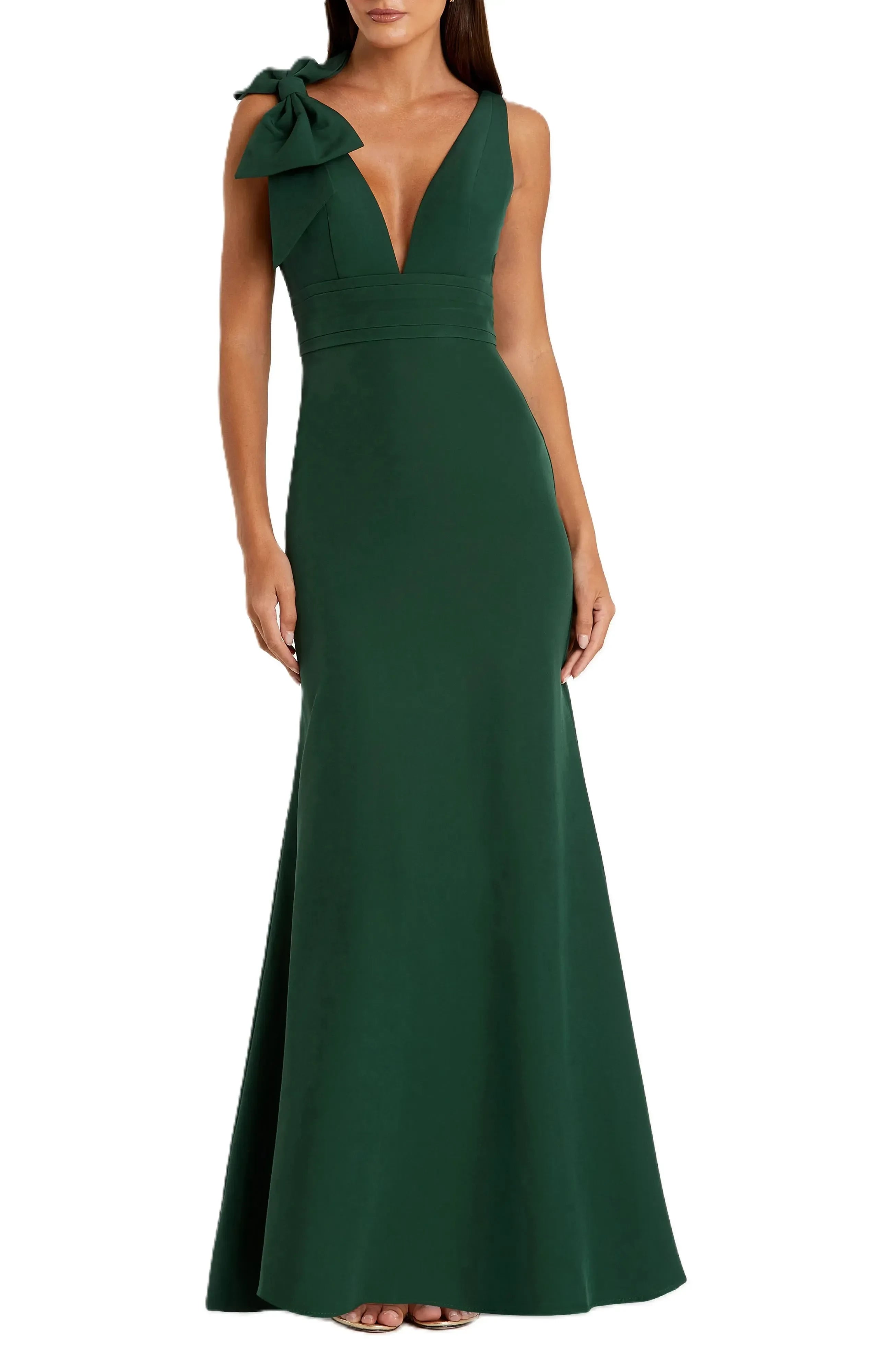 Graceful Sheath Deep V Neck Sleeveless Open Back Floor Length Evening Dress