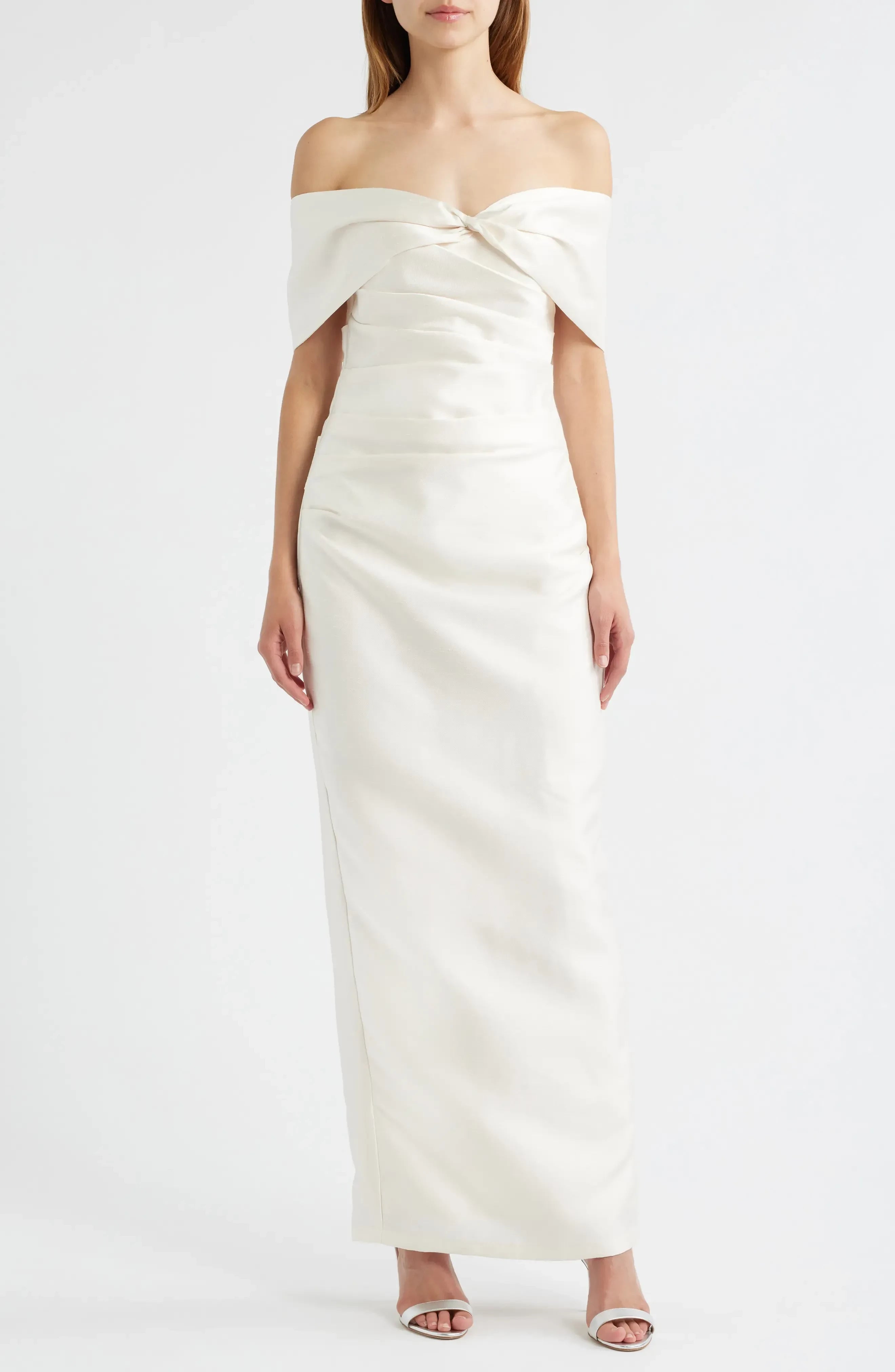 Graceful Sheath Off Shoulder Sleeveless Zipper Back Floor Length Evening Dress