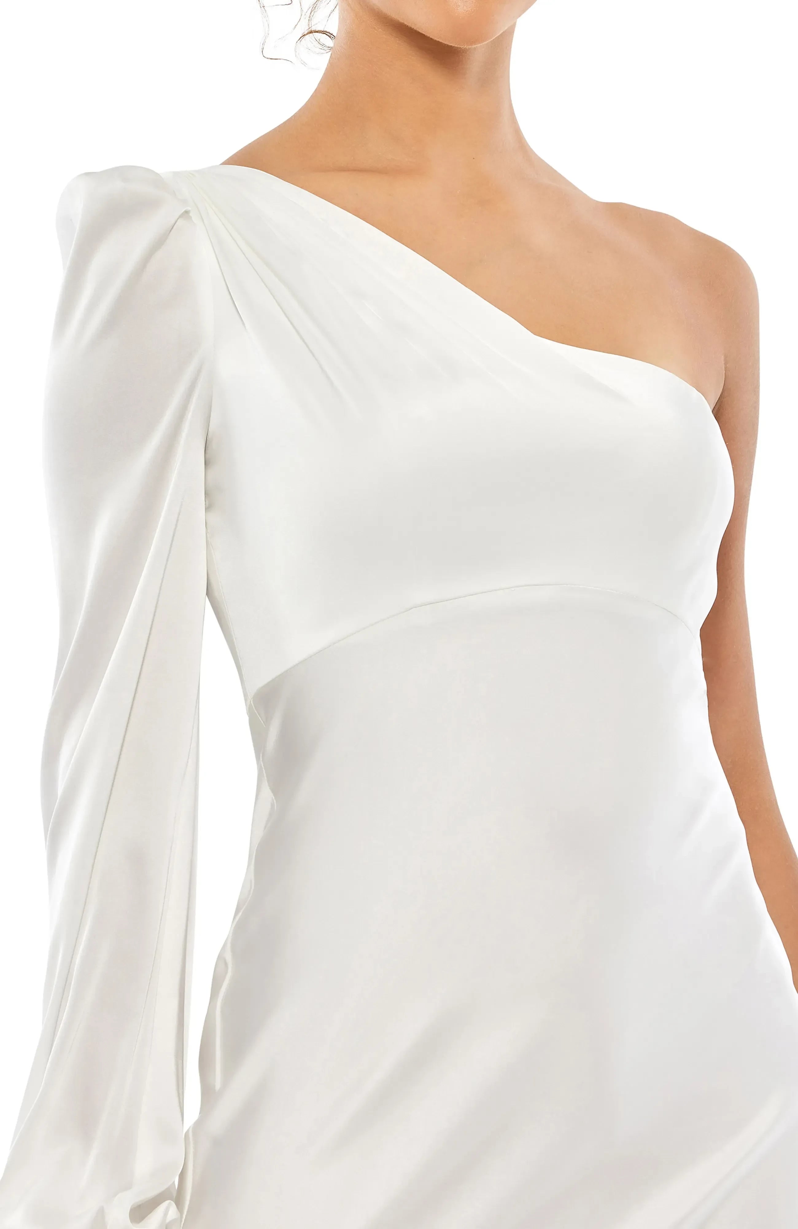 Graceful Sheath One Shoulder Long Sleeve Open Back Floor Length Evening Dress