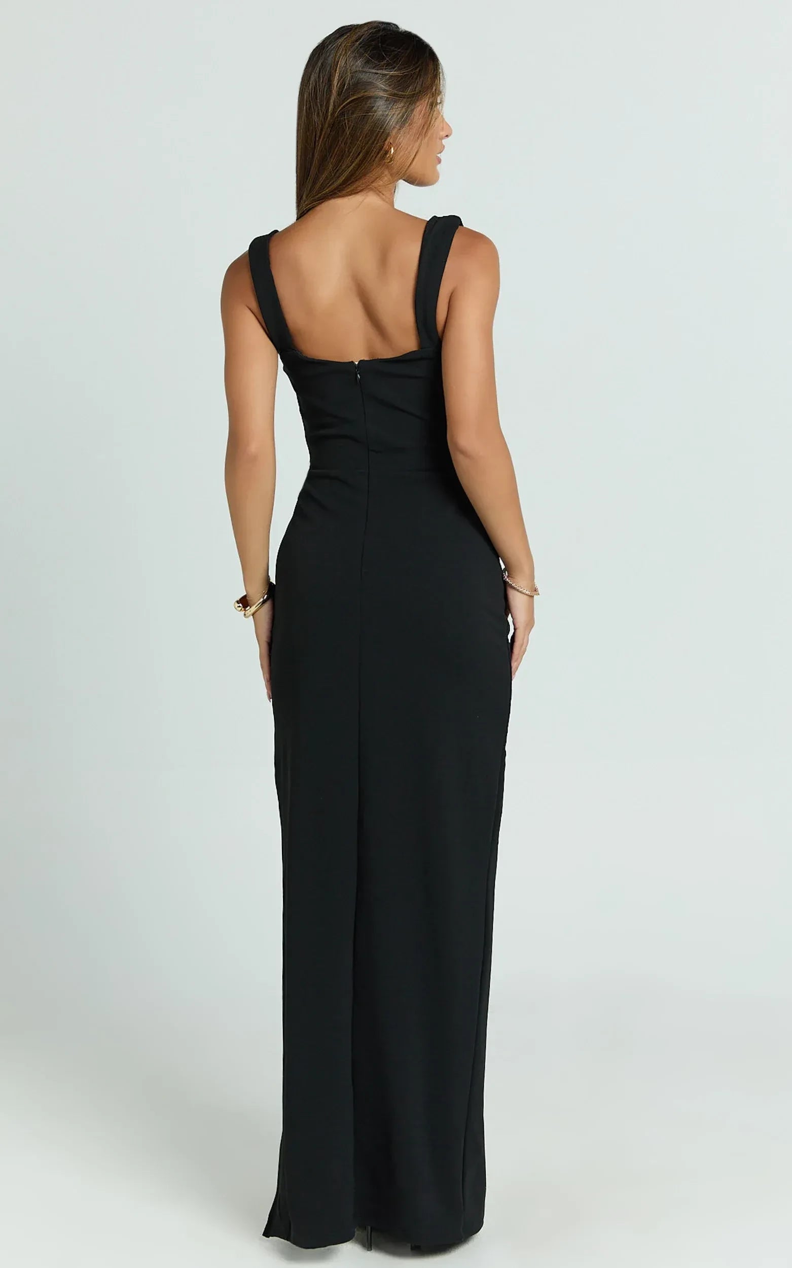 Graceful Sheath Square Neck Sleeveless Open Back Floor Length Plus Size Evening Dress