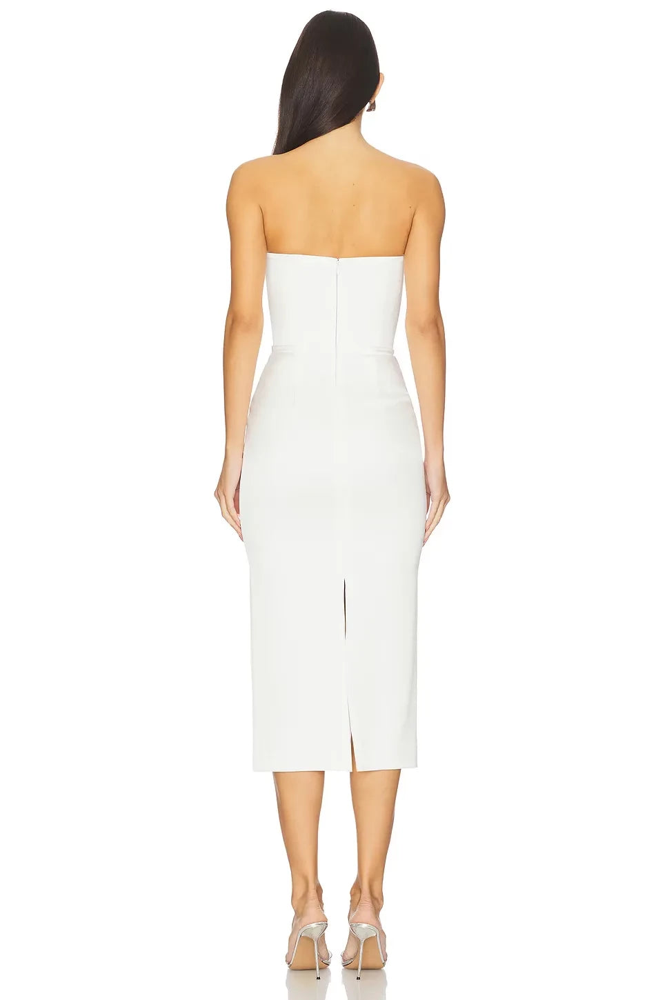 Graceful Sheath Strapless Sleeveless Zipper Back Midi Length Evening Dress