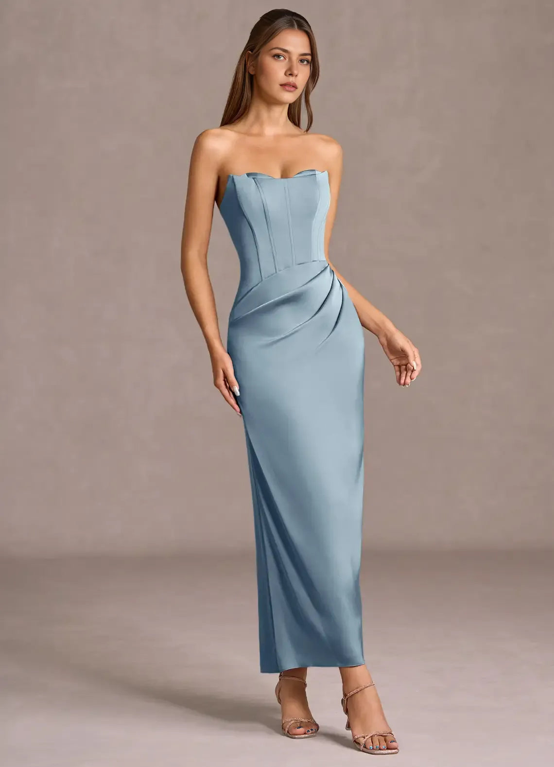 Graceful Sheath Sweetheart Convertible Strapless Sleeveless Open Back Midi Length For Ladies Prom Dress