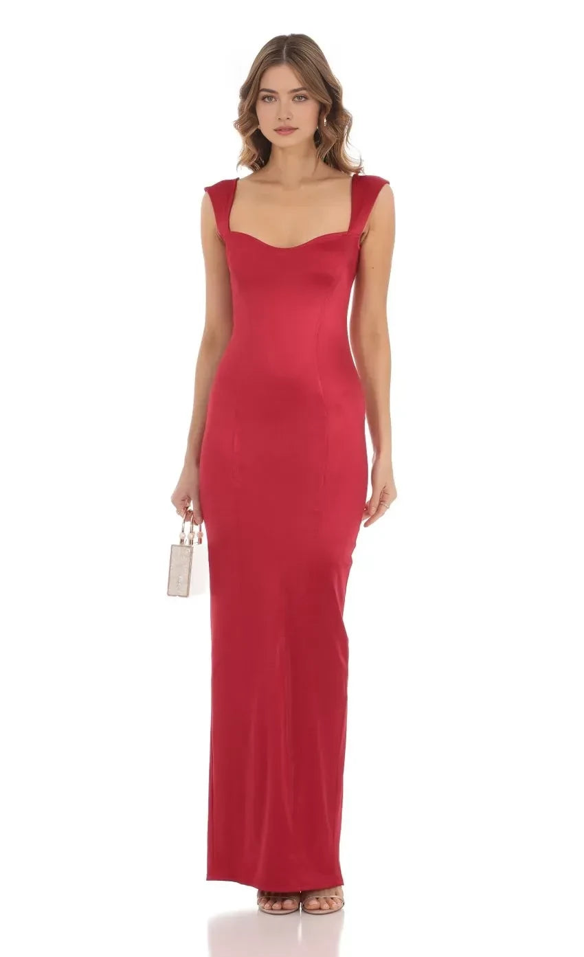Graceful Sheath Sweetheart Neck Cap Sleeve Zipper Back Floor Length Evening Dress