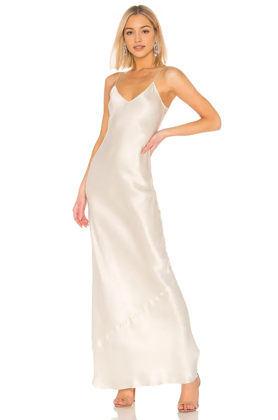 Graceful Sheath V Neck Sleeveless Open Back Floor Length Evening Dress