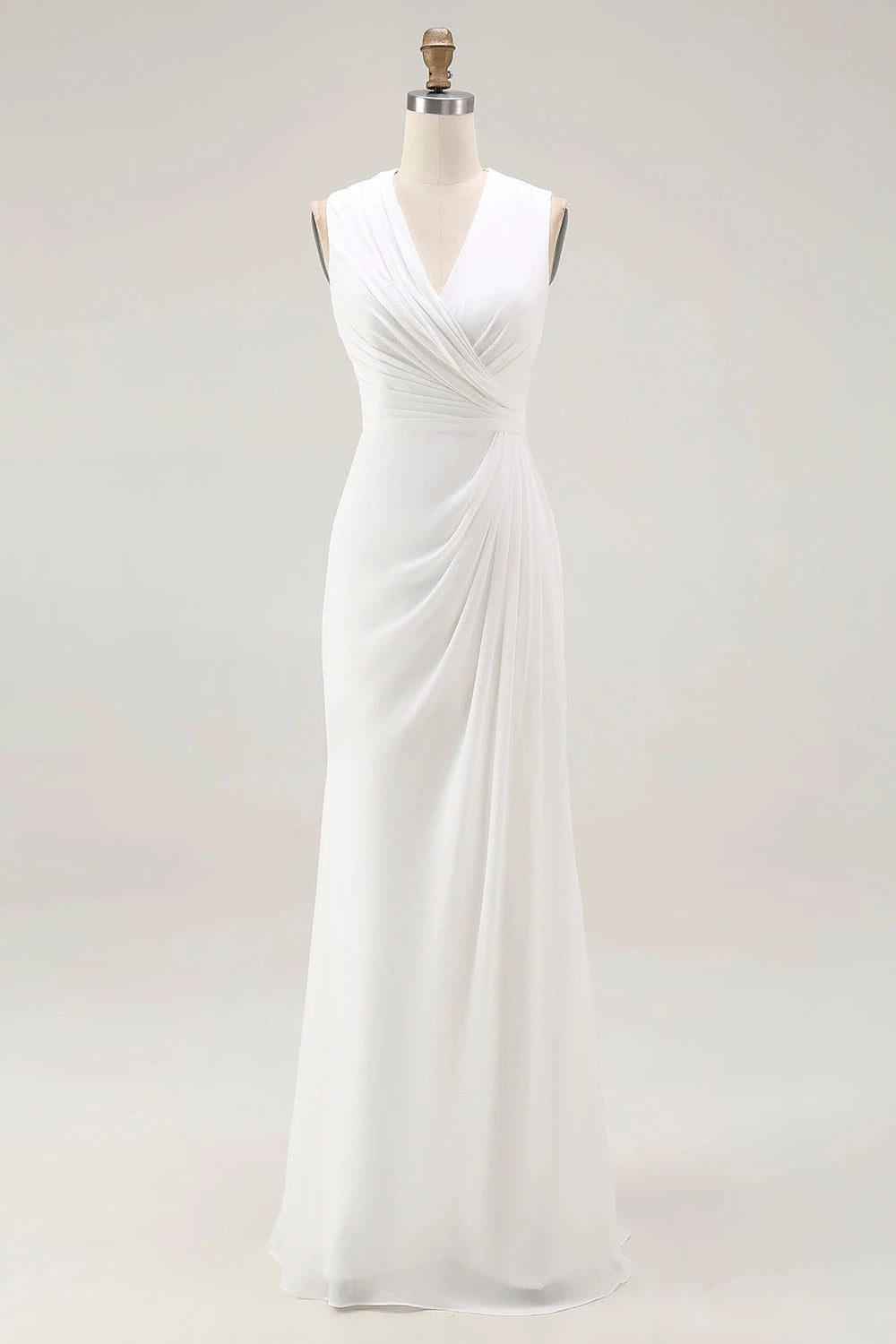 Graceful Sheath V Neck Sleeveless Zip Back Floor length Evening Dress Homecoming Dress