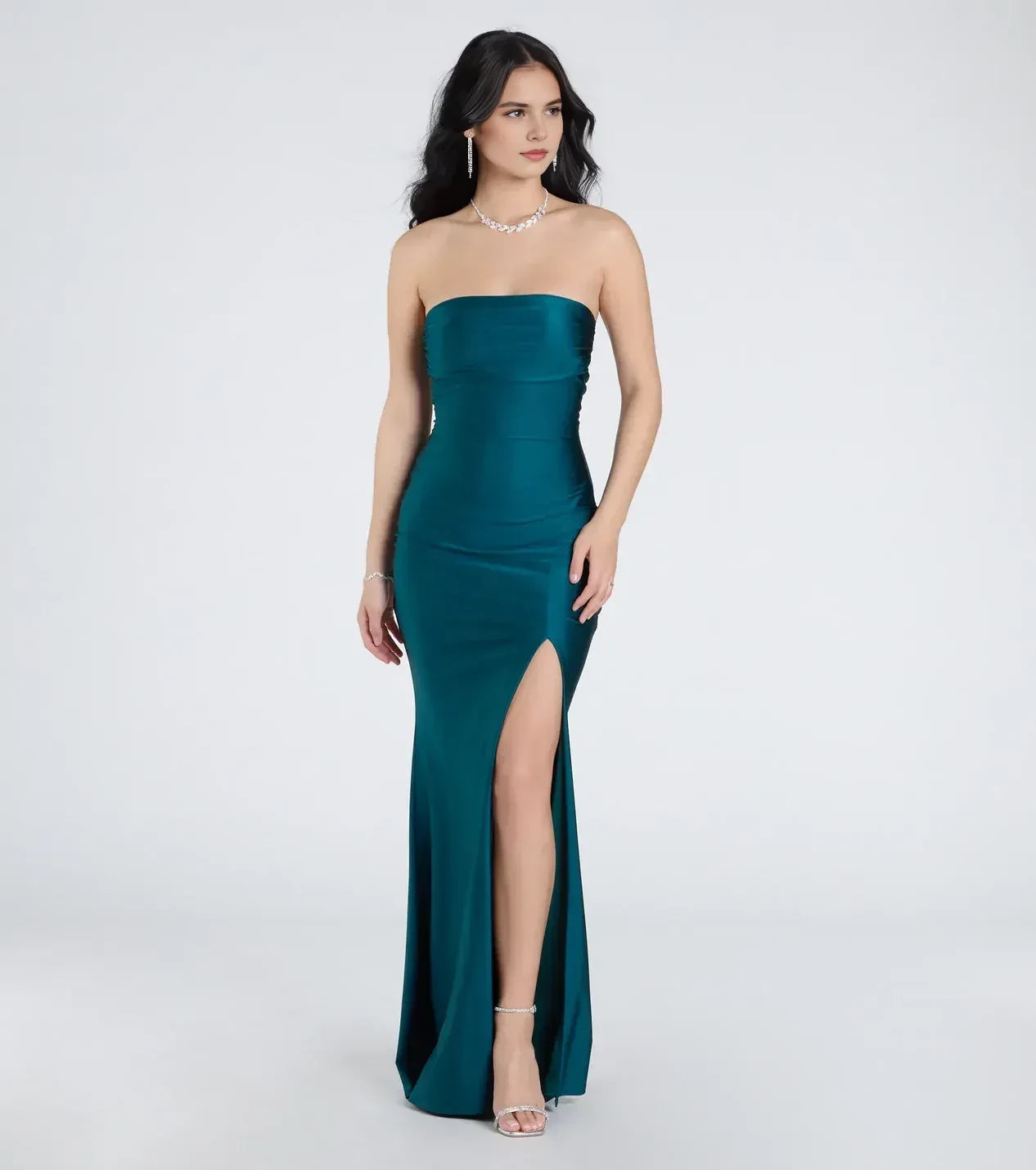 Graceful Trumpet Strapless Sleeveless Zipper Back Floor Length Prom Dress