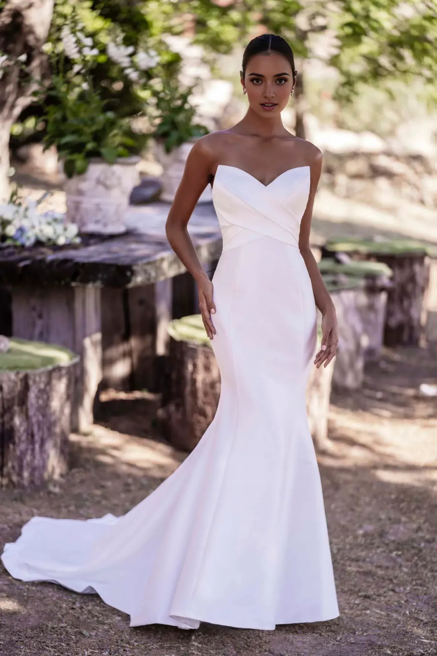 Graceful Trumpet Sweetheart Neckline Sleeveless Button Back Floor Length Wedding Dress