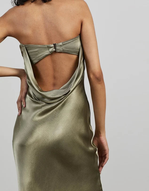 Gray Green Strapless Simple Sleeveless Off-the-shoulder Prom Dress Party Dress Cocktail Dress Homecoming Dress Evening Dress