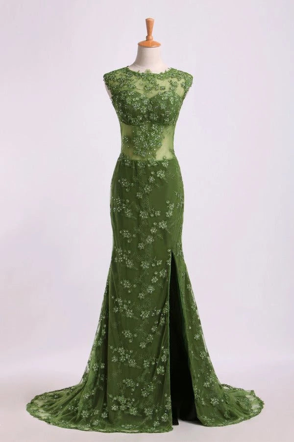 Green Backless Appliques Beading Sleeveless Floor length Party Dress Cocktail Dress Homecoming Dress Evening Dress