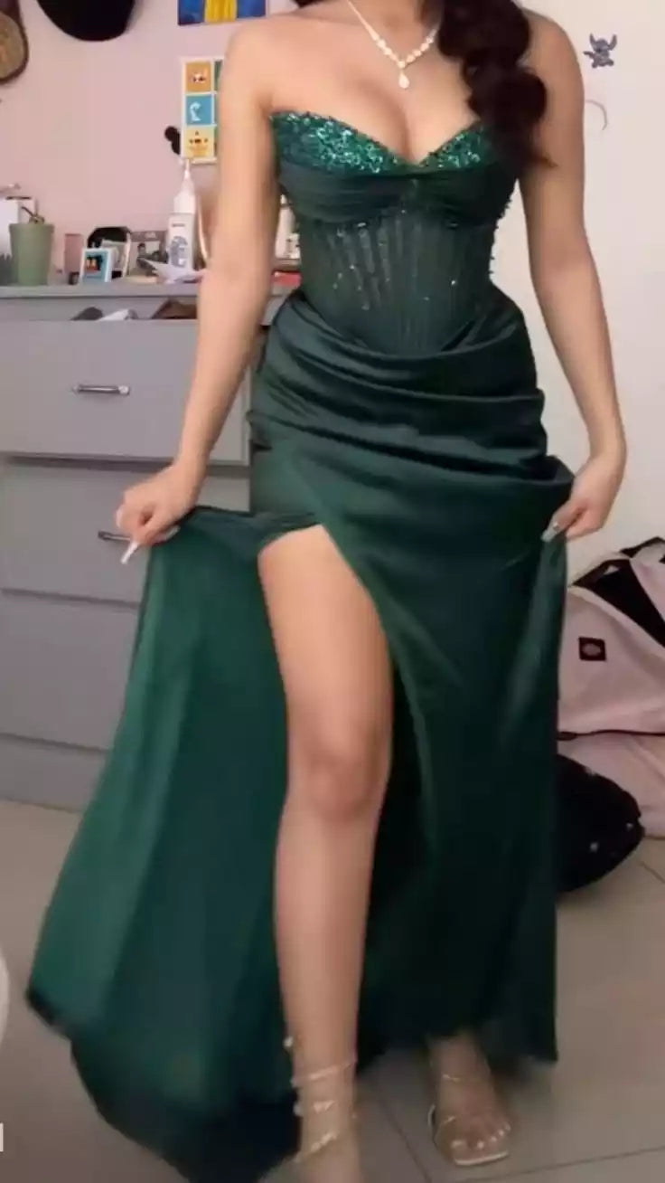 Green Sleeveless Prom Dress Long Formal Evening Dress