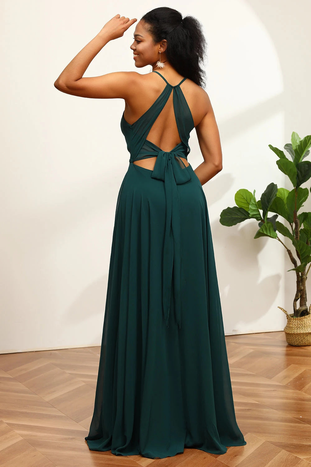 Halter Sleeveless A-Line Modern Off the shoulder Floor length Party Dress For Sale For women