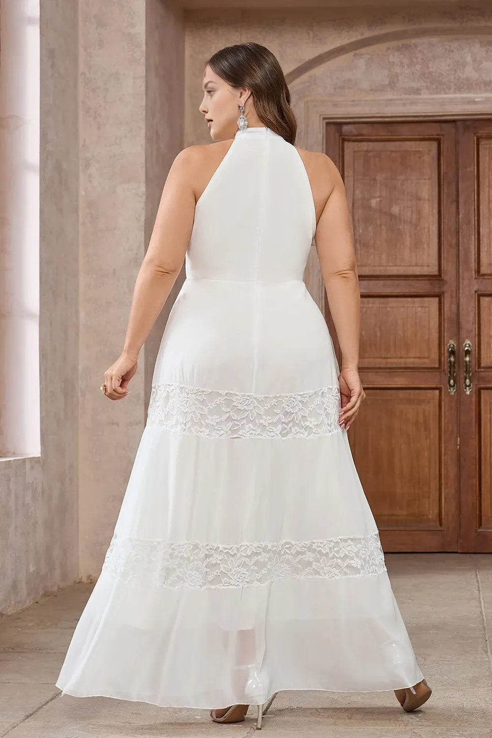 Halter Sleeveless A-Line Romantic Off the shoulder Plus Size Floor Length Prom Dress For Sale For Ladies