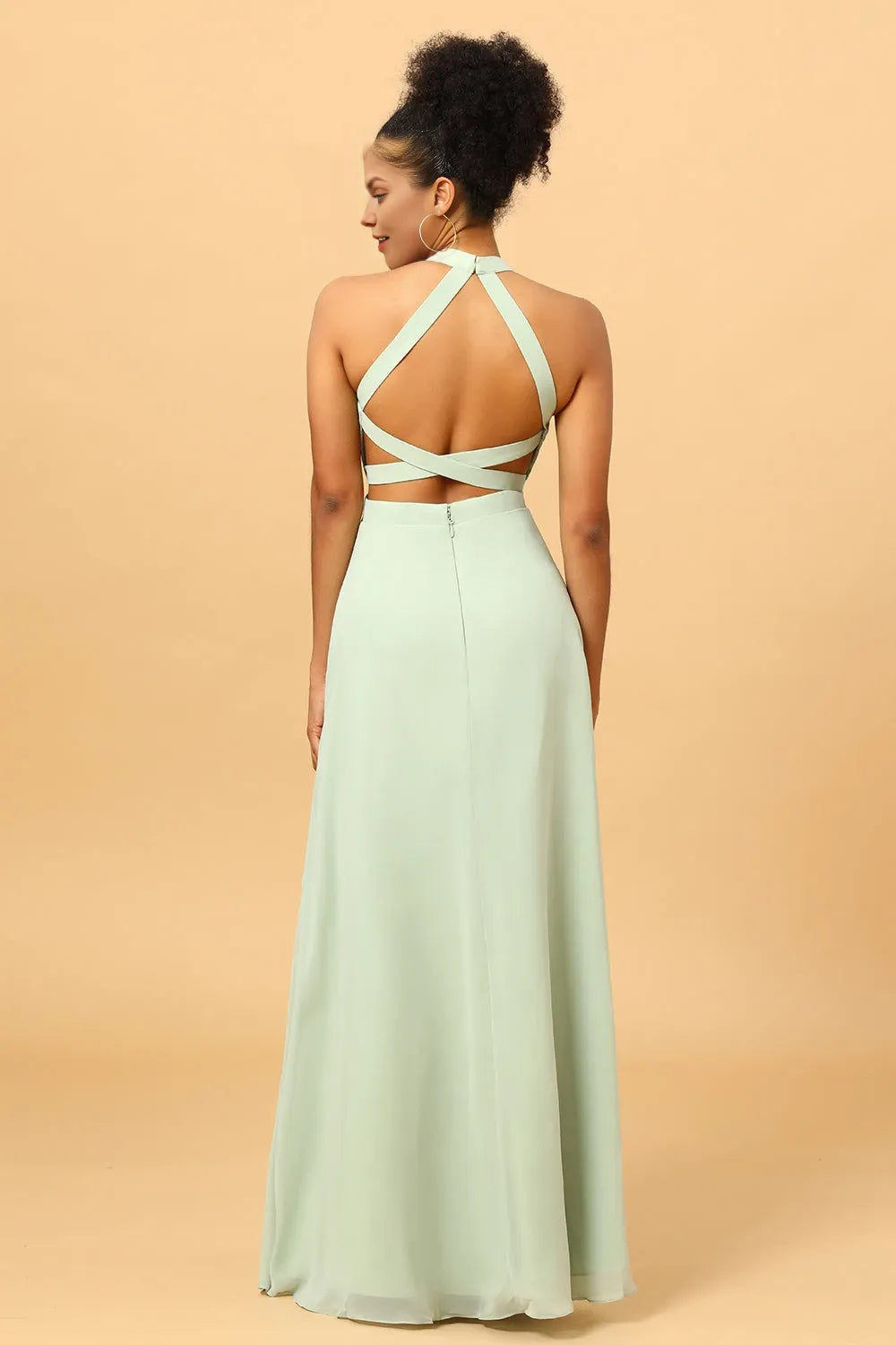 Halter Sleeveless A-line Elegant Off the shoulder Floor length Party Dress Buy For women