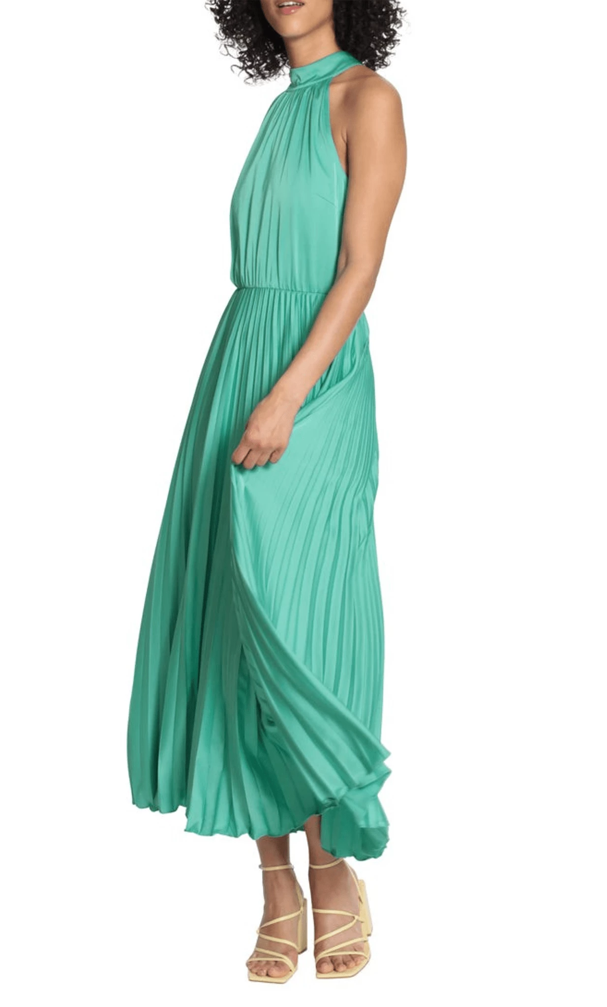 Halter Sleeveless A-line Fashion Off the shoulder Tea Length Prom Dress Hot Sale For Ladies